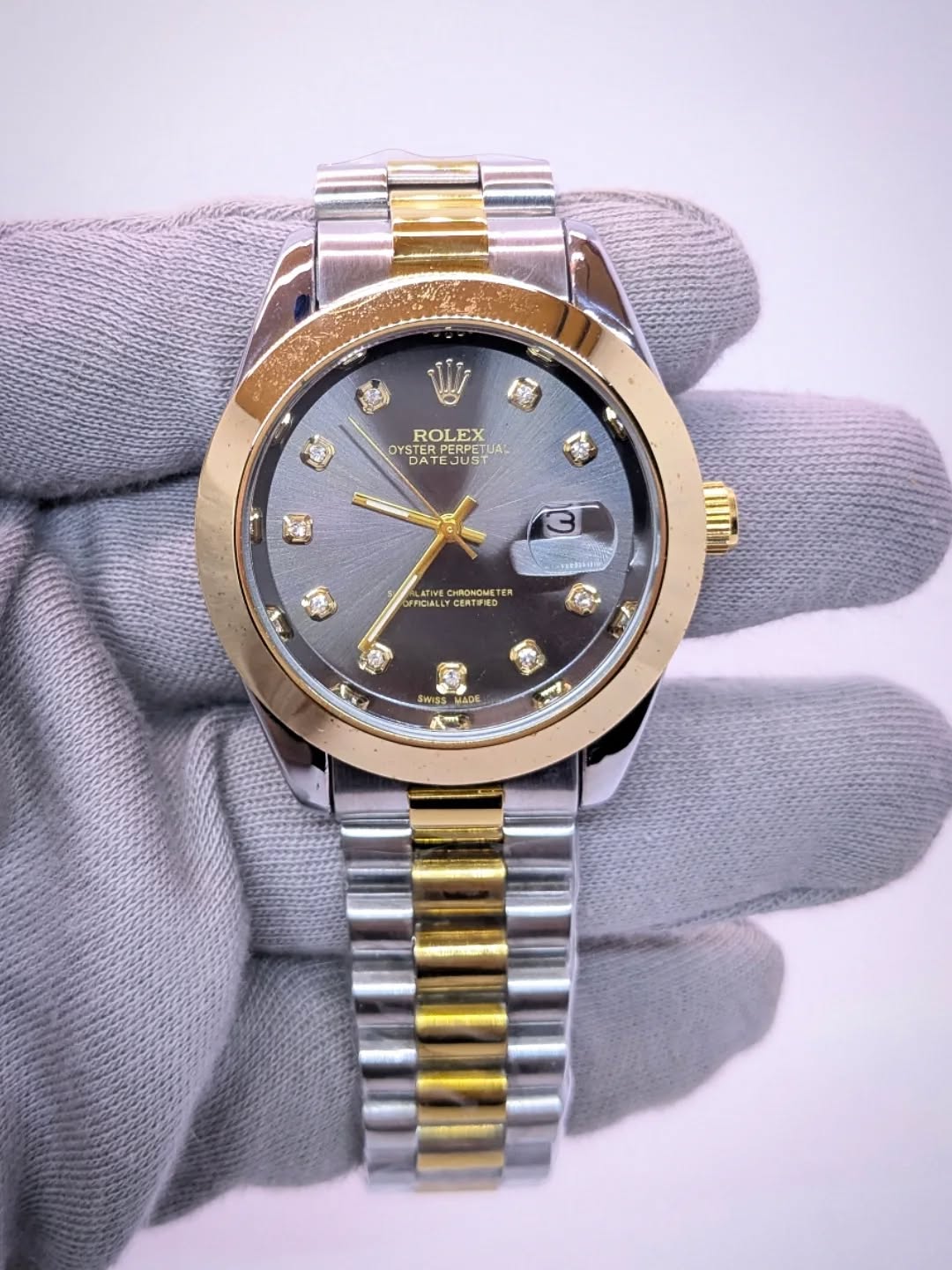Rolex Oyster Perpetual DateJust (AAA Copy) Diamond Index - Amdaan